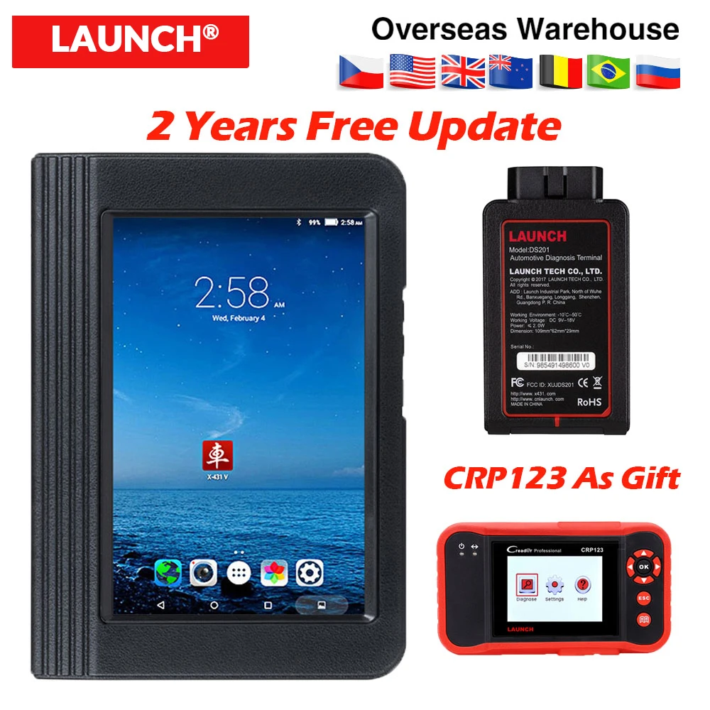 

Launch X431 V Wifi/Bluetooth 8 inch Tablet Full System Auto OBD2 Diagnostic-Tool Code reader 2 Year Free Update CRP123 As Gift