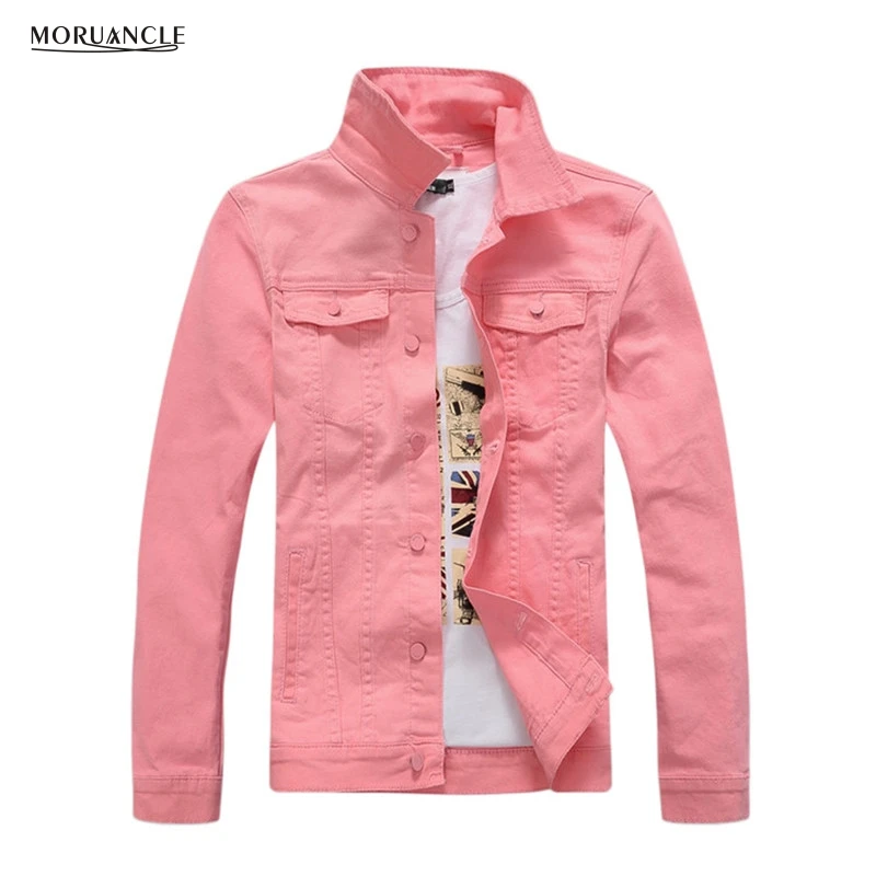 jaqueta jeans rosa masculina
