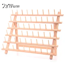 KiWarm Folded Wood Tailor Thread Rack 60 Spool Sewing Embroidery Thread Organizer Storage Holder Sewing Accessories Tools