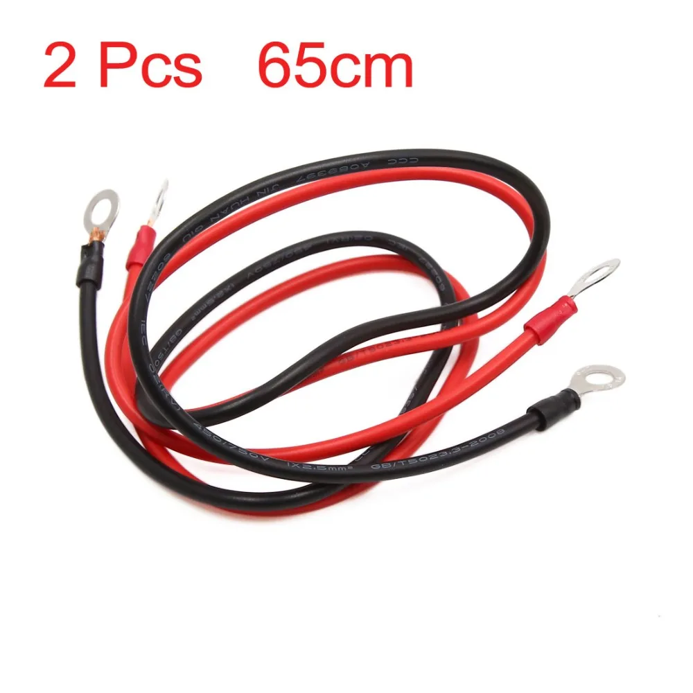 uxcell 2pcs 52cm 62cm 65cm Length 6mm Hole Dia Battery Inverter Wire Power Transfer Cable for Car |