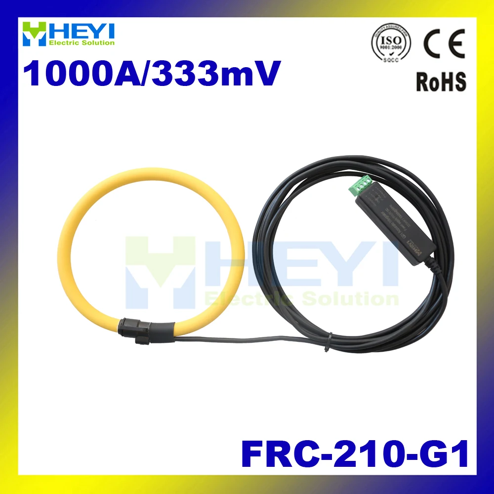

Yellow color Rogowski Sensor Input : 1~1000A Output : 333mV FRC-210-G1 rogowski current transducer