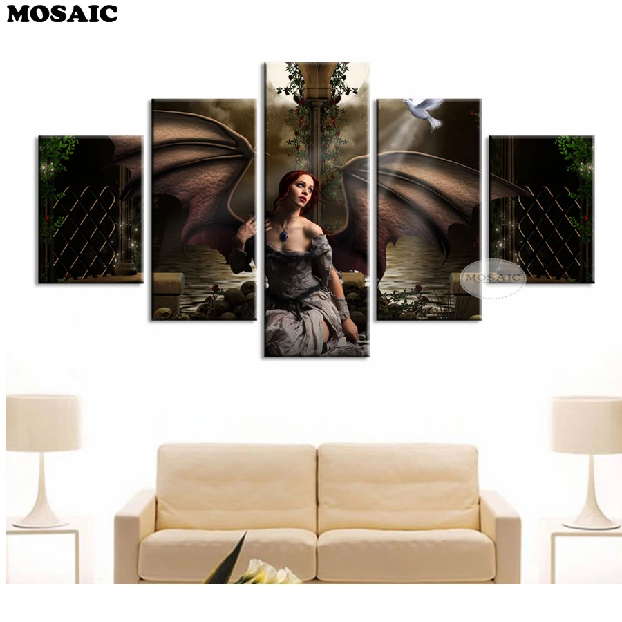 

5pcs Anime Angel Girl DIY PHOTO CUSTOM Diamond Painting Cross Stitch 5D Full Mosaic Diamond Embroidery home Decoration B27