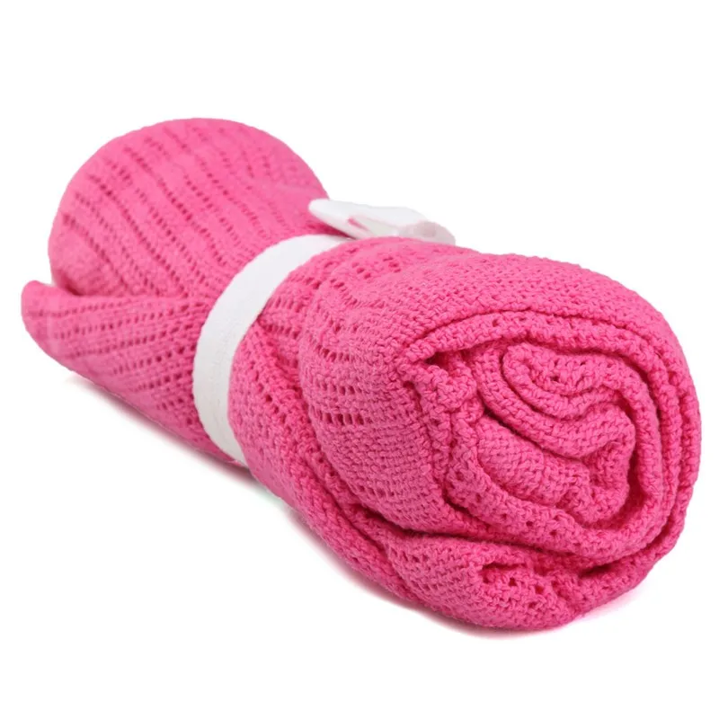 Крючком хлопка новорожденный Одеяла супер мягкие летние 100 см x 80 см Карамельный цвет Опора кроватки Повседневное спальный кровать поставки отверстие w-Rap - Цвет: rose red