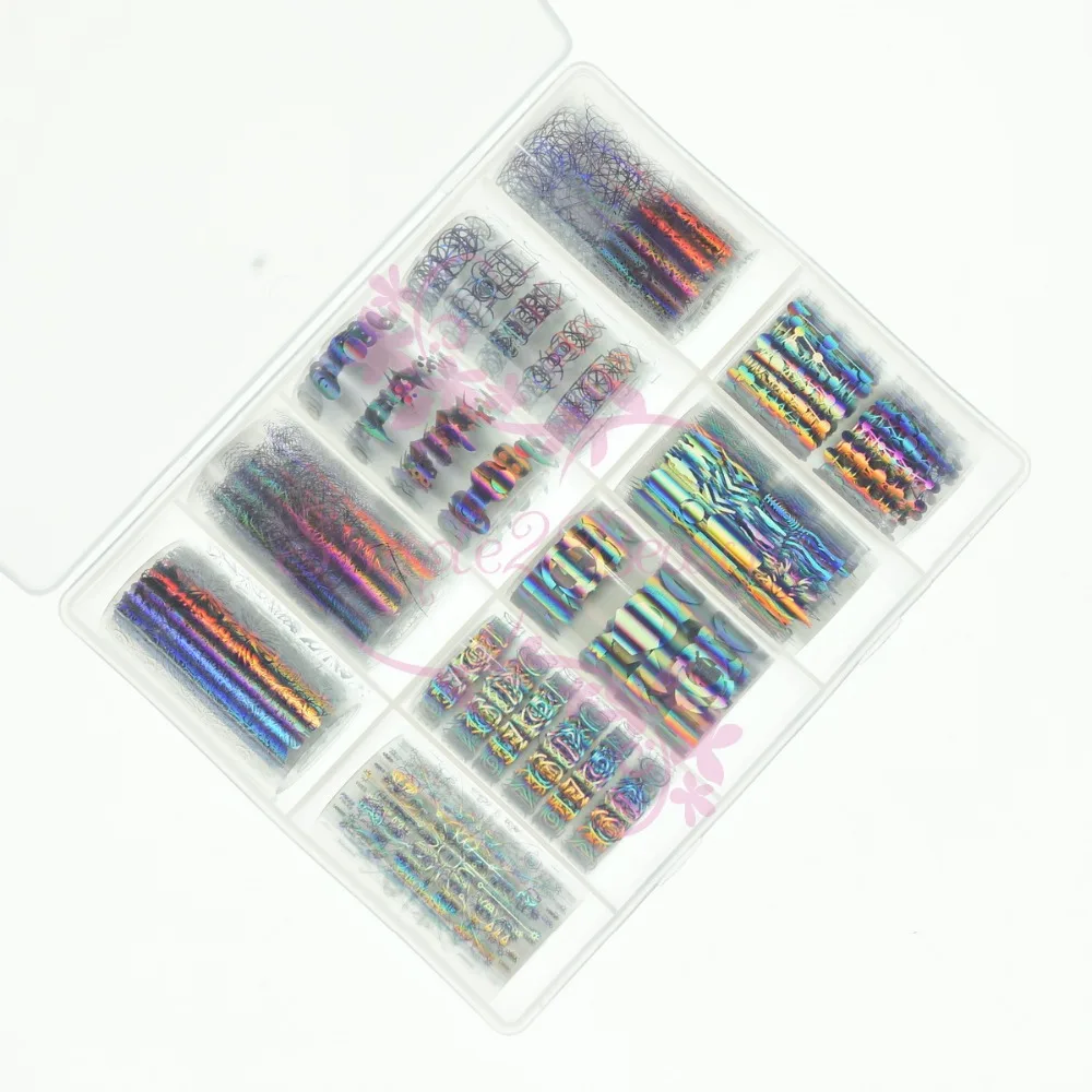 

1 Set 4x100CM Starry Sky Paper Film Transfer Foil Wraps Nail Art Manicure DIY Design Accessories Decor 10 Style Series with Box