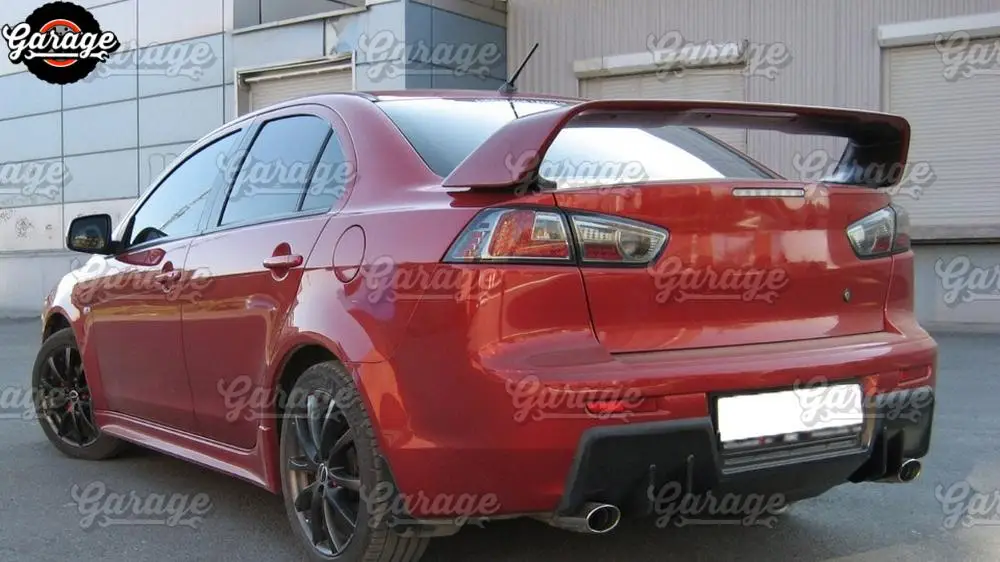 Diffuser for Mitsubishi Lancer 10 2007-2015 of rear bumper ABS plastic two pipes pad body kit accessories car tuning styling