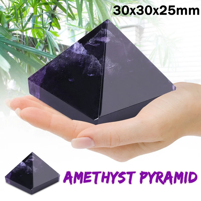 

KiWarm New Purple Reiki Energy Charged Large Amethyst Pyramid Crystal Natural Healing Home Decor Feng Shui Magic CraftsOrnament