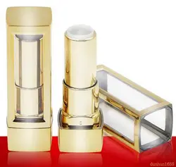12,1 мм Пустой элегантный помада трубки, высокого класса Gold бальзам для губ контейнера, пластик DIY губ Красота инструмент #36544