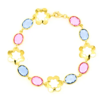 

Gold bracelet 18 KTS woman stones multicolor