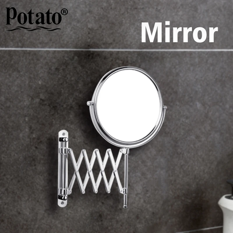 

Potato Wall Mirror Extend Double Side Bathroom Cosmetic Makeup Shaving Faced Rotatalbe 3X Magnifying Mirror p762-8