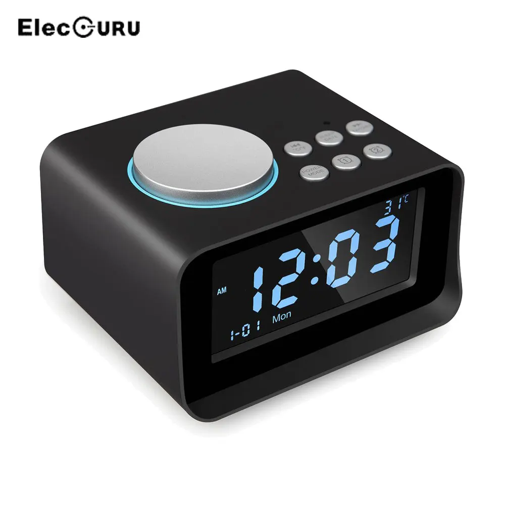 

Portable Wireless Bluetooth Speaker TF Card/AUX/USB Music Play Loudspeaker Digital Alarm Clock+FM Radio+Temperature Time Display