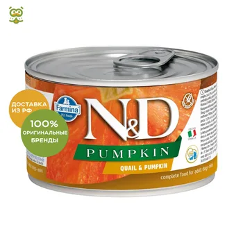 

N&D Dog Pumpkin Adult Mini консервы для взрослых собак мелких пород, Перепел и тыква, 140 г.