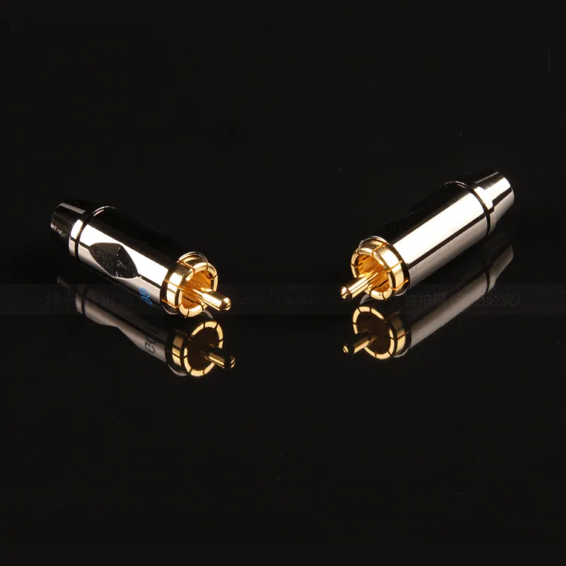 

1 pair GODMUSIC Pure copper plated gold RCA terminal AV audio signal cable connector Welding lotus plug