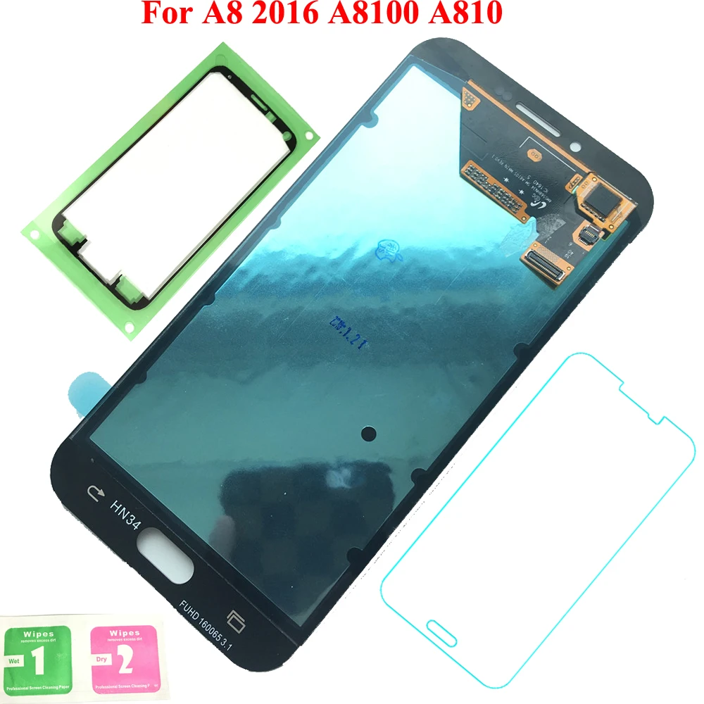 

For Samsung Galaxy A8 2016 A8100 A810 100% Working Super HD AMOLED LCD Display Touch Screen Assembly Sticker