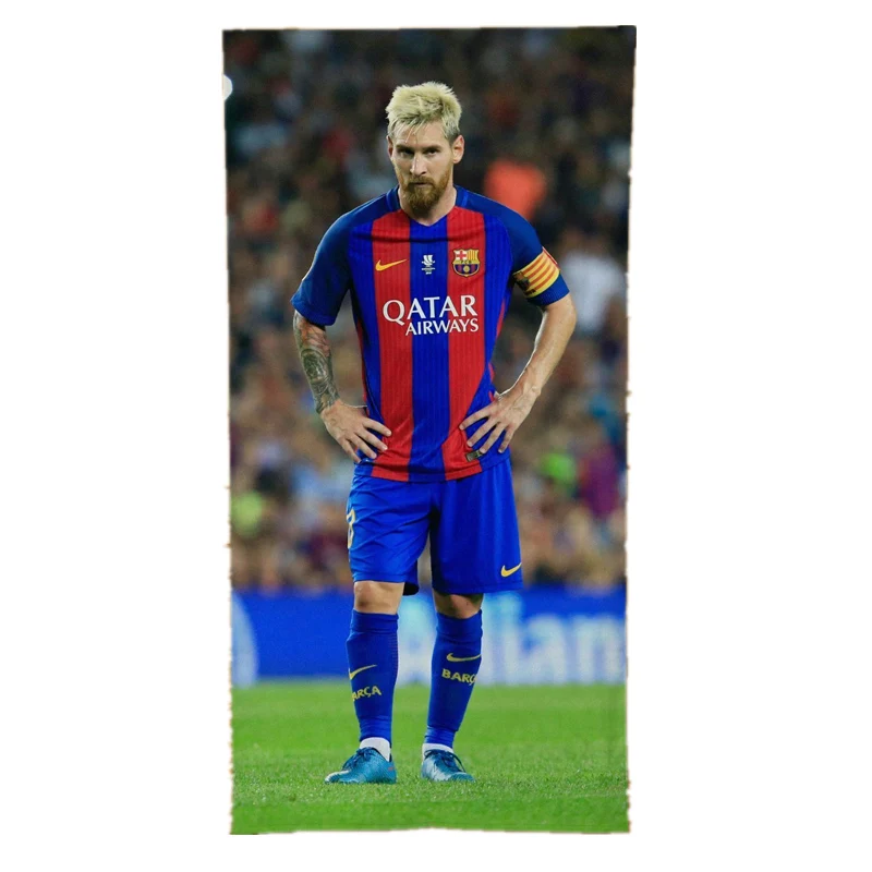 

Custom Leo Messi Printed Beach Sport Towel Football Soccer Fan Souvenir Gift Microfiber Soft Lightweight Quick Drying Bath Towel