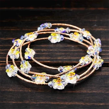 

SWAN 4 Stand Multilayer Stretch Crystal butterfly Bracelet S925 Silver Plated Rose Gold Trendy Bracelets Sweet Girls Jewelry
