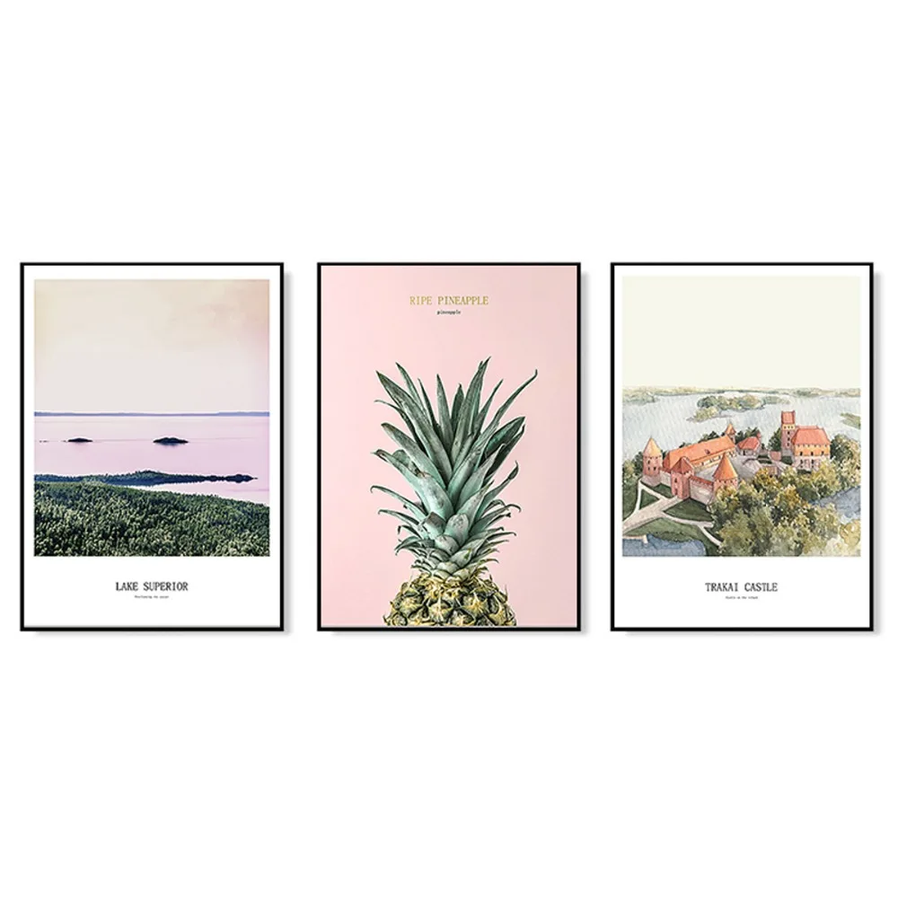 

SD LINLEEHON Pineapple Wall Art Canvas Painting Nordic Posters And Prints Wall Pictures For Living Room Unframed