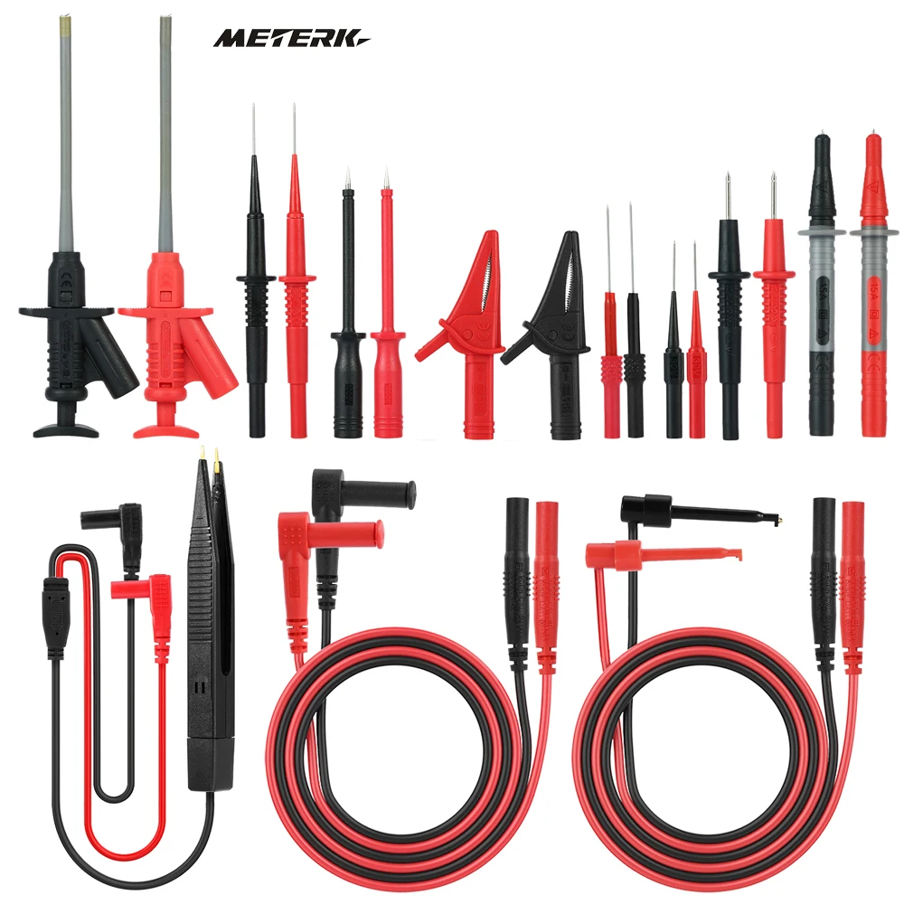 Meterk MK29 электронный набор тестовых проводов для цифрового мультиметра тестовый er с зажимами аллигатора сменные зонды наконечники комплект аксессуаров