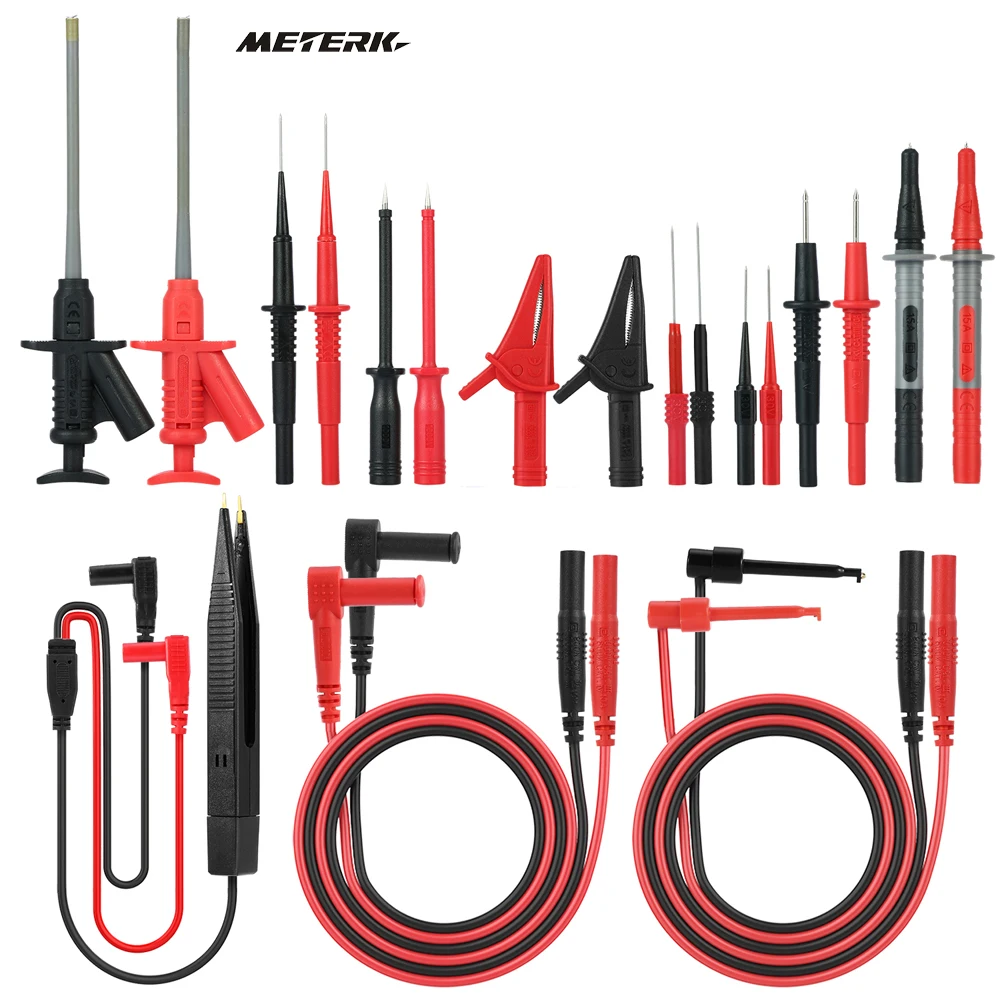 Meterk MK29 전자 테스트 리드 키트, 디지털 멀티미터 테스터, 악어 클립 교체 가능 프로브 팁 액세서리 키트멀티미터