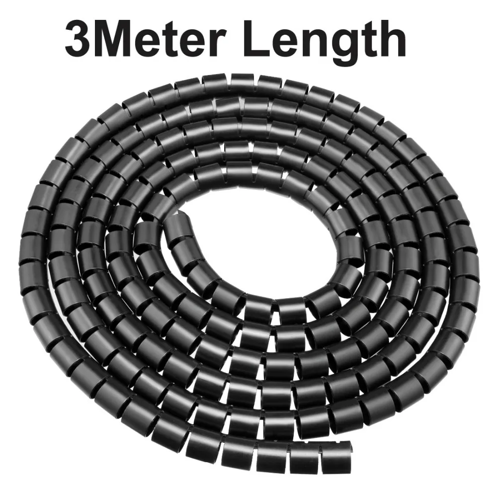 Uxcell 2 м/3 м 16 мм гибкий серый черный спиральная трубка кабель провода рукав Организатор протектор обёрточная бумага компьютер Управление шнур провода хранения