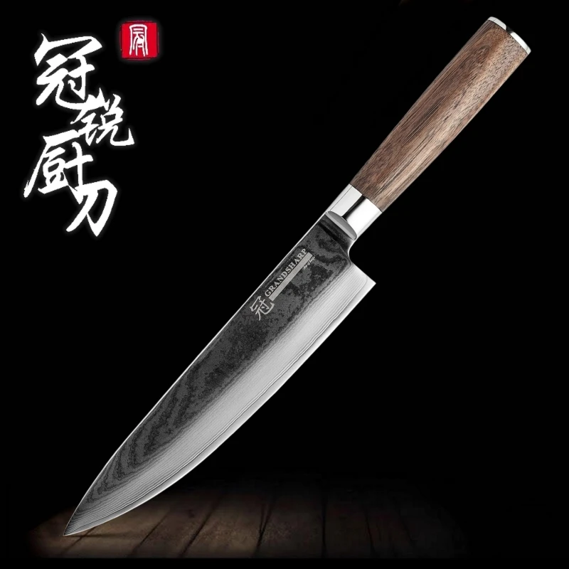 Дамасские кухонные ножи 67 слоев японской дамасской стали поварской нож натуральный грецкий орех Экологичная ручка Экологичные инструменты - Цвет: 7.5 inch chef