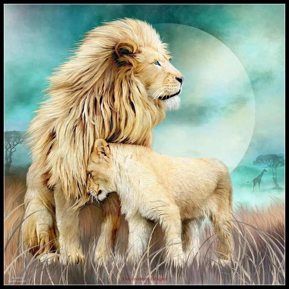 

Embroidery Counted Cross Stitch Kits Needlework - Crafts 14 ct DMC Color DIY Arts Handmade Home Decor - Lion Family
