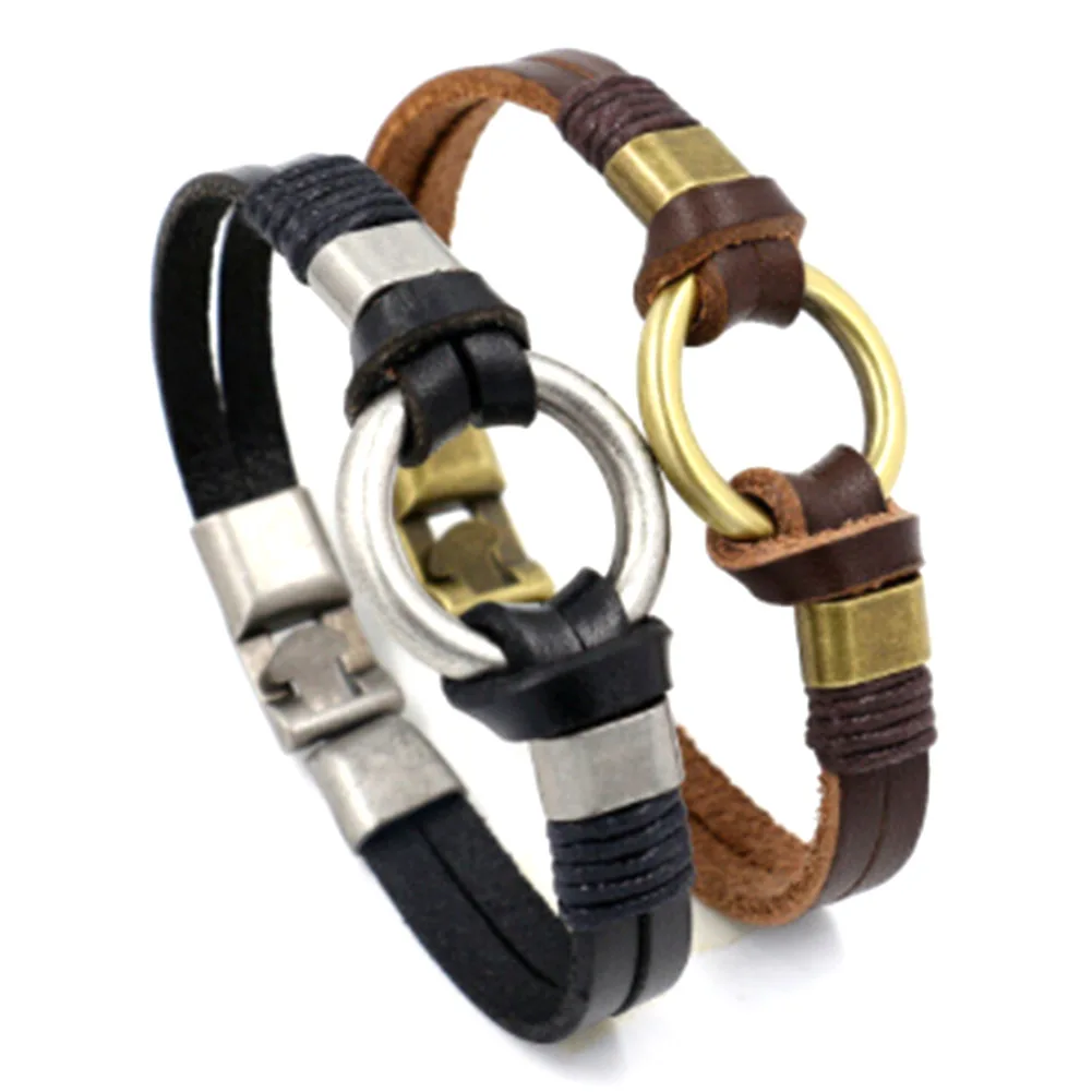 

Black Leather Bracelet Multilayer Braid Bracelets & Bangles Punk Wrap Bracelets For Women Punk Casual Men Jewelry