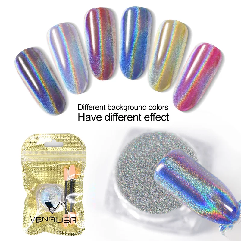Holographic Mirror Powder Chrome Pigment Effect Laser Powder Enamel Gel Polish LED Gel Holographic Nail Polish Lacquer Varnish