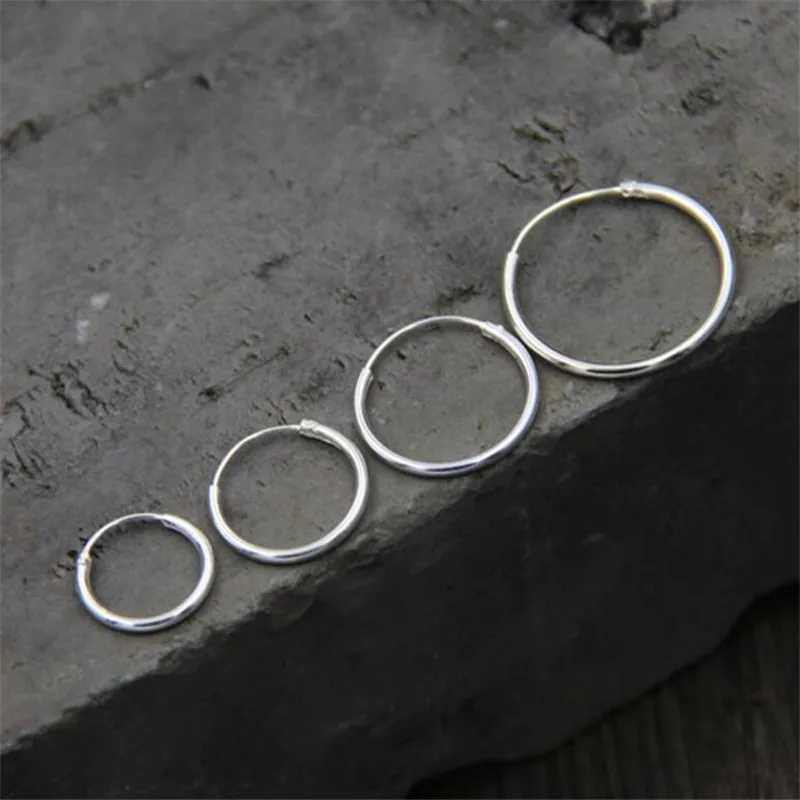 

New 925 Sterling Silver Fine Smooth Exaggerated Circle Hoop Earrings For Women Earings Simple Sterling-silver-jewelry 14mm 20mm