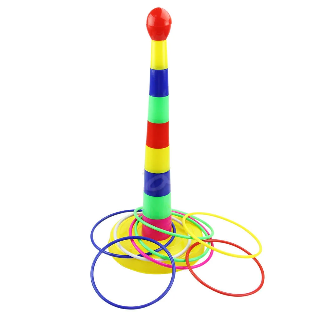 Multicolor Baby Stacking Rings Children Ring Toss Cast Throw Circle Set