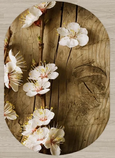 Else коричневый деревянный белый цветочный 3d узорчатый принт Нескользящая микрофибра для гостиной современный Овальный моющийся ковер