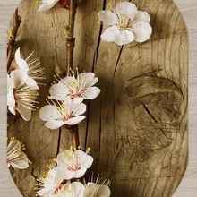 Else коричневый деревянный белый цветочный 3d узорчатый принт Нескользящая микрофибра для гостиной современный Овальный моющийся ковер