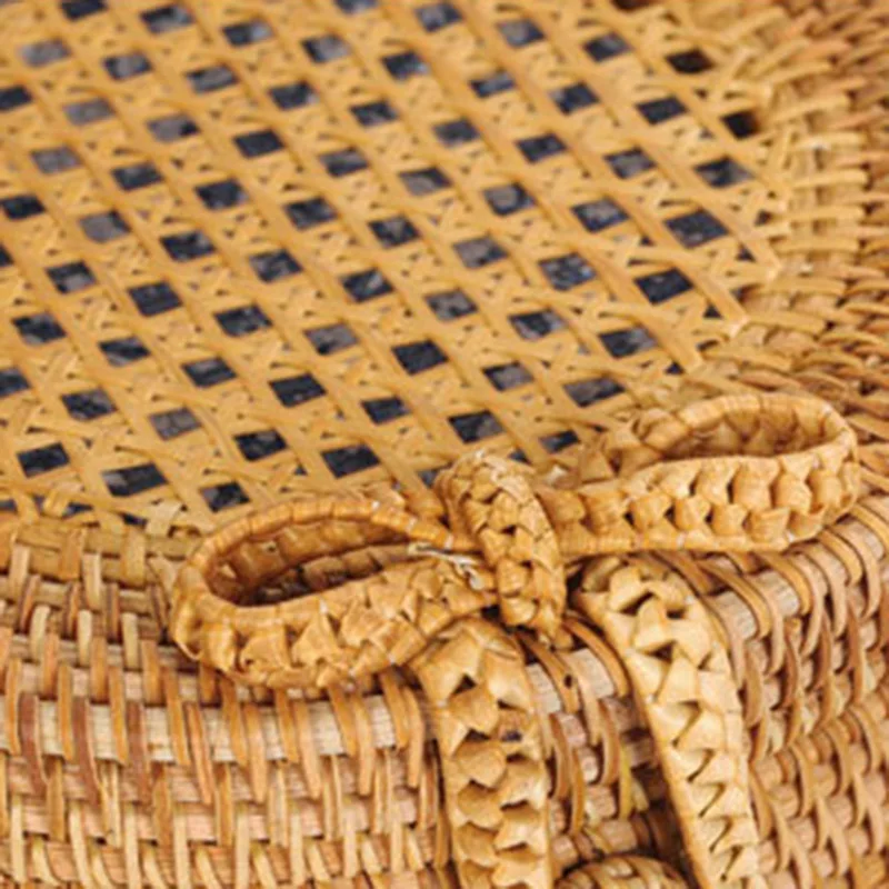 Women Bamboo Bags Female Beach Straw Handbag Circle Bohemian Rattan Butterfly Buckle Tote Shoulder Bag Lady Handmade Bag SS3196 (1)