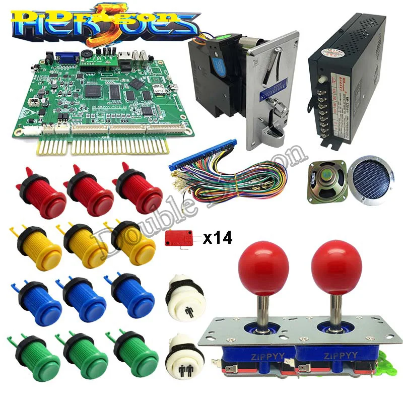

machine coin game kit 2020 in 1 Multigame PCB Board with happy joystick LED Buttons Power Supply Speaker 28P JAMMA Loom