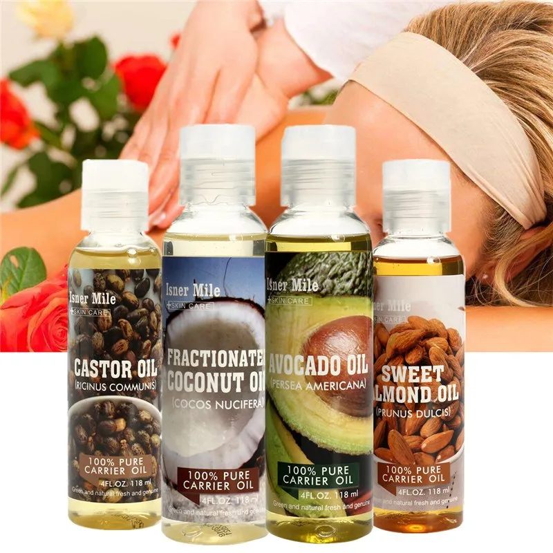 100% puro masaje Natural Spa almendra aguacate Coco aceite esencial prensado en frío hidratante aceite de ricino hidratante cuidado del cabello
