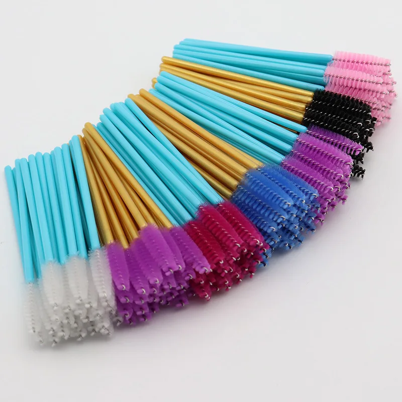 

100pcs/lot Disposable Mascara Wands ApplicatorLashes Nylon Makeup Brushes Eyelash Comb Extension Blue Handle Brushes (Random)