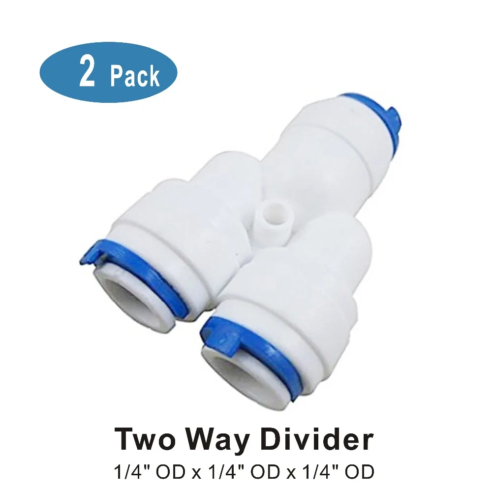 

Two Way Divider 1/4" Y-Connection Fitting Connector Parts for Water Filters/Reverse Osmosis RO Systems - PACK OF 2