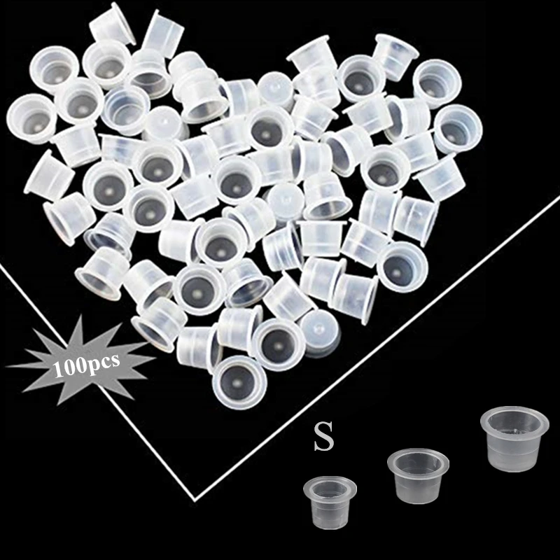 

100pcs Small Size 9mm Tattoo Ink Cups Caps for Needle Tip Grip Supply Wholesale -- ICC#9-100