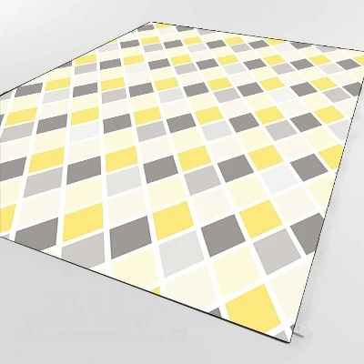 Темно-серый желтый плитка линии геометрический 3d принт Нескользящая микрофибра Гостиная декоративный современный моющийся коврик