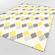 Темно-серый желтый плитка линии геометрический 3d принт Нескользящая микрофибра Гостиная декоративный современный моющийся коврик