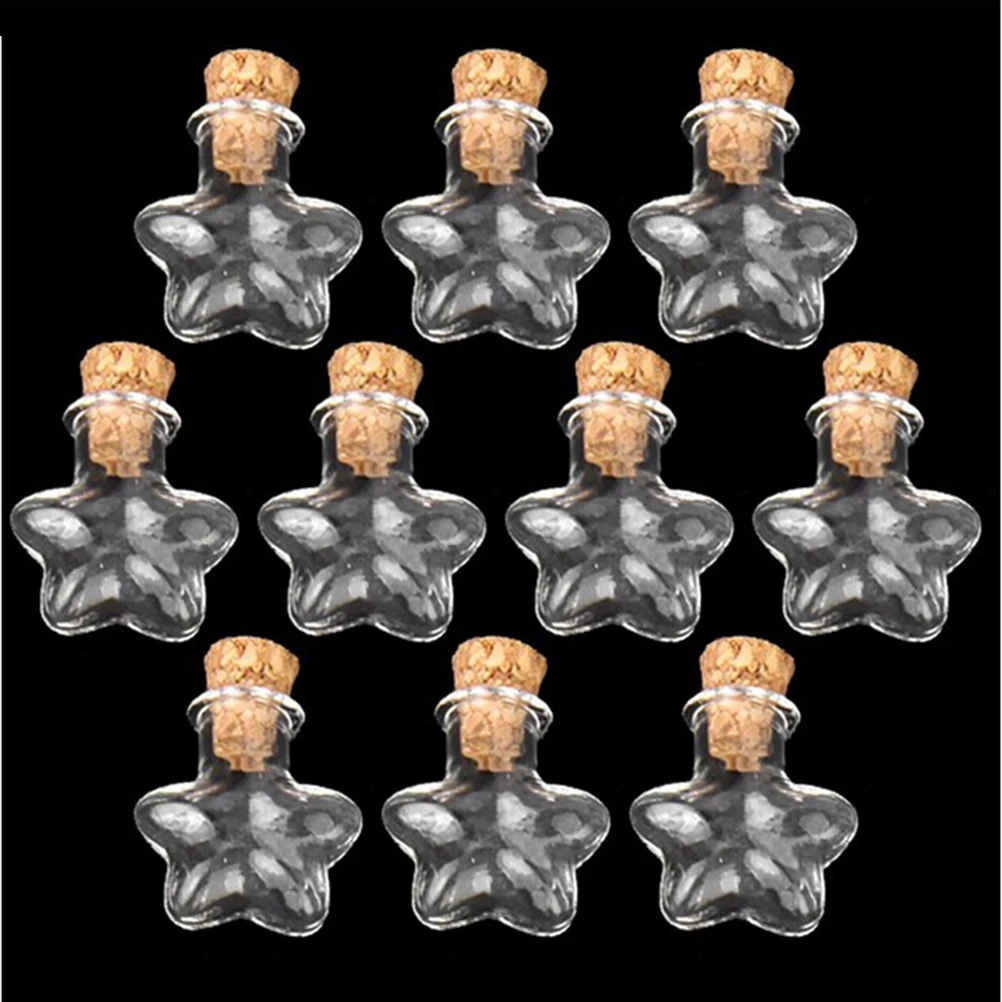 10 قطعة شكل نجمة البسيطة الزجاجات خرز للمجوهرات عرض قوارير الجرار حاويات صغيرة متمنيا زجاجة
