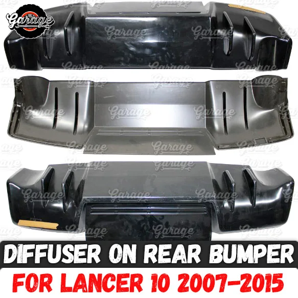 

Diffuser for Mitsubishi Lancer 10 2007-2015 of rear bumper ABS plastic two pipes pad body kit accessories car tuning styling