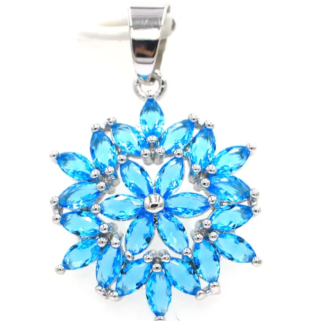 

SheCrown New Arrival Star Paris Blue Topaz Gift For Sister 925 Silver Pendant 33x21mm