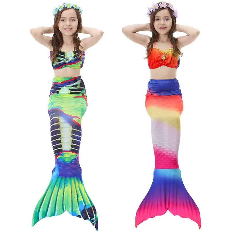 Купальный костюм Русалочки для девочек из 3 предметов детский купальник-бикини с