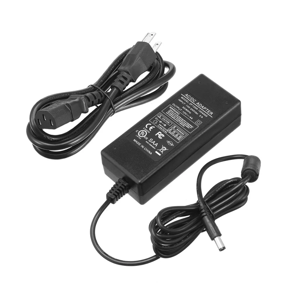 

US Plug DC 12V 4A 48W Male 2.1x5.5mm Plug Transformers Power Supply Adapter For Led Lights Wireless Router LCD Hub CCTV Cameras