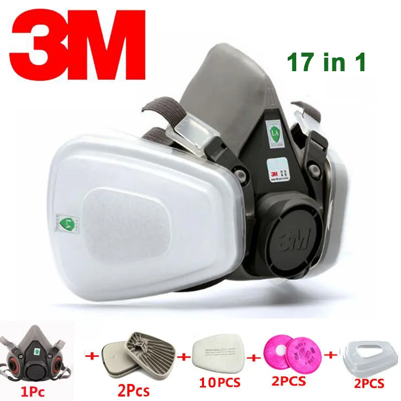 

3M 6200 Half Face Mask 17 In 1 Suit with 6001 filter box (organic gas, benzene, gasoline, SO2)
