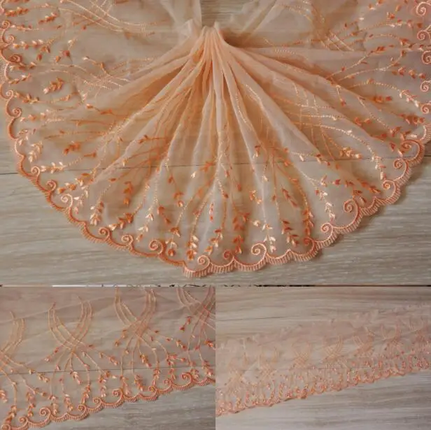 

1 Meter Cheap Lace fabrics Embroidered Lace Trim High Quality DIY Craft Sewing Dress Clothing 2018 Orange Lace Trims
