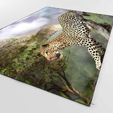 Зеленый тропический лес Леопард животные 3d принт Нескользящая микрофибра Гостиная декоративный современный моющийся коврик