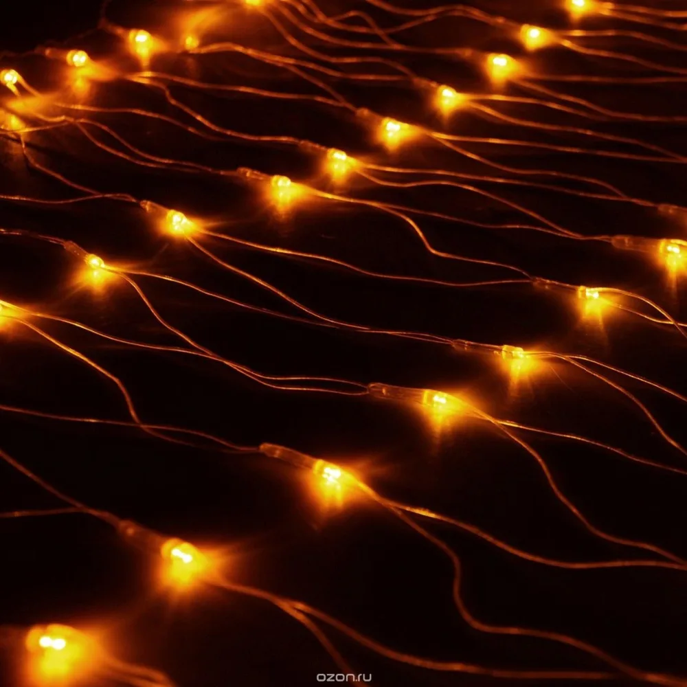 ГИРЛЯНДА ЭЛЕКТР. БАХРОМА СЕТКА 100LED 2 5Х0 5М / ЦВЕТ ШАМПАНЬ ПРОЗР.ПРОВОД 220В С
