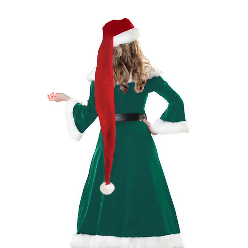 Для рождественской вечеринки Санта Клаус удлиненная шапка бархат красный, белый костюм капитана Touca Шапки взрослые дети Рождество длинные