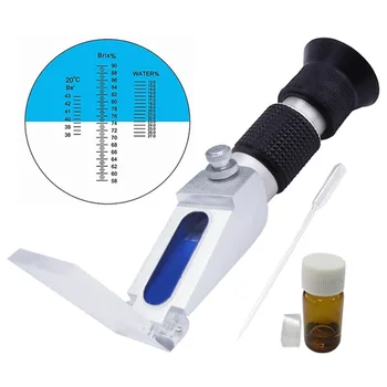 

Handheld New Design Refractometer Handy Portable 58-90% Brix Honey with ATC + Built-in Calibration Knob Beekeeping Bees